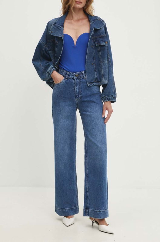 Answear Lab Jeansi Femei High Waist Albastru