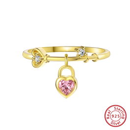 Inel argint placat cu aur, inel love, inele argint, inele argint dama, argint 925 rodiat/ argint 925 placat cu aur, argintiu/auriu, 1,03 gr