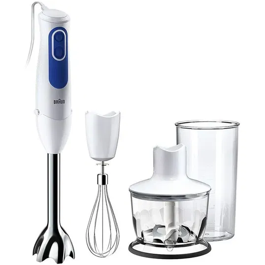 Mixer vertical MQ3035 WH Sauce, 700 W, 2 viteze, vas tocator 0.5 l, pahar gradat 0.6 l, tel, alb/albastru