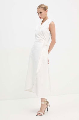 Never Fully Dressed Rochie Jeans Brooklyn Culoarea Bej, Midi, Evazati, NFDDR1501