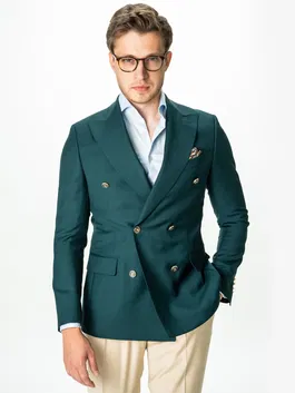 Sacou Doua Randuri Barbati Verde Petrol Lana Vitale Barberis Bman0029