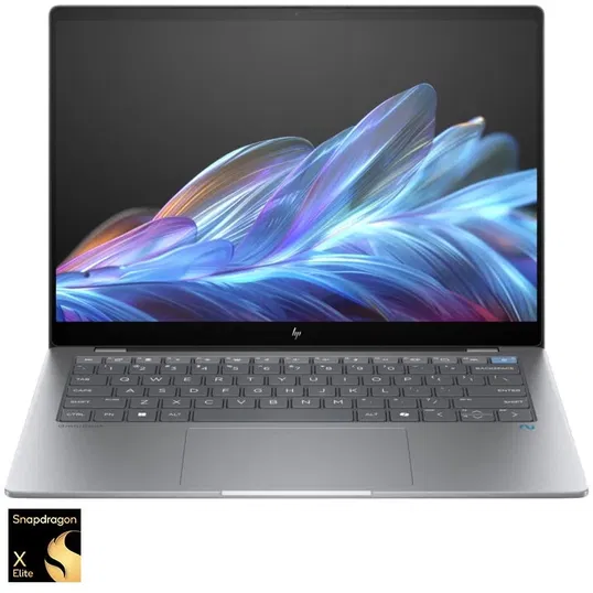 Laptop HP OmniBook X 14-fe0000nn cu procesor Snapdragon® X Elite X1E-78-100 pana la 3.4GHz, 14'', 2.2K, IPS, Touch, 16GB LPDDR5x, 1TB SSD, Qualcomm® Adreno™, Windows 11 Home, Argintiu