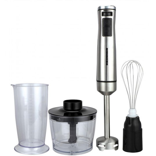 Mixer vertical Heinner HHB-DC1000SSBK , 1000 W, viteza variabila + turbo, tel, Tocator, Negru cu insertii inox