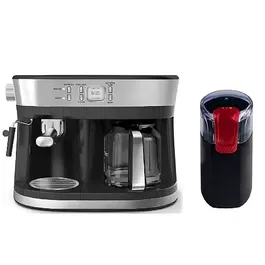 Pachet espressor 2 in 1 Studio Casa, Delicia Combi inox, 15 bari + Rasnita de cafea Studio Casa CG9101B18 Miss Crush, 150 W, lame inox, Negru/Rosu