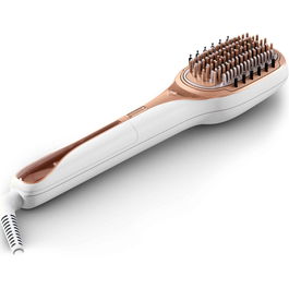 Perie reparatoare cu abur Rowenta Hair Therapist™ CF9920F0, 165 W, timp incalzire 60 secunde, tehnologie Thermal Care, peri naturali, invelis Keratin, oprire automata, afisaj LED, alb