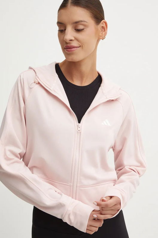 Adidas Performance Hanorac De Antrenament Game And Go Culoarea Roz, Cu Glugă, Neted, IX5067