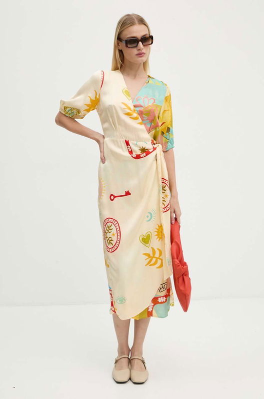 Never Fully Dressed Rochie Vienna Wrap Dress Midi, Evazati, NFDDR1567 Multicolor
