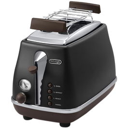 Prajitor de paine De'Longhi Icona Vintage CTOV 2103.BK, 900 W, 2 Felii, Control electronic rumenire, Negru