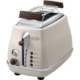 Prajitor de paine Icona Vintage CTOV 2103.BG, 900 W, 2 Felii, Control electronic rumenire, Suport de incalzire, Crem