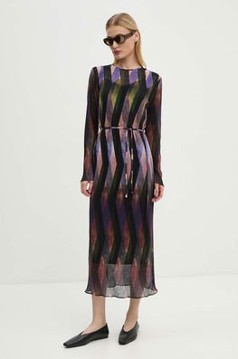 Never Fully Dressed Rochie Purple Zig Zag Gaia Plisse Midi, Evazati, NFDDR1515 Multicolor