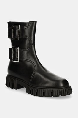 Baldinini Cizme De Piele Femei, Culoarea Negru, Cu Toc Plat, D5B509P1VITE