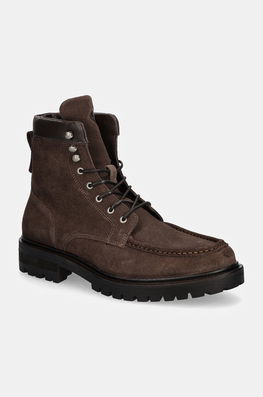 Hackett London Pantofi De Piele Intoarsa CITY ROOTS Barbati, Culoarea Maro, HMS21420