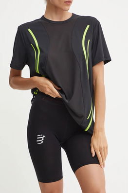 Compressport Pantaloni Scurți De Alergare Run Under Control Culoarea Negru, Cu Imprimeu, Medium Waist, AW00009B