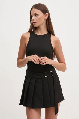 Gaudi Pantaloni Scurti Femei, Culoarea Negru, Neted, High Waist, 421FD25008