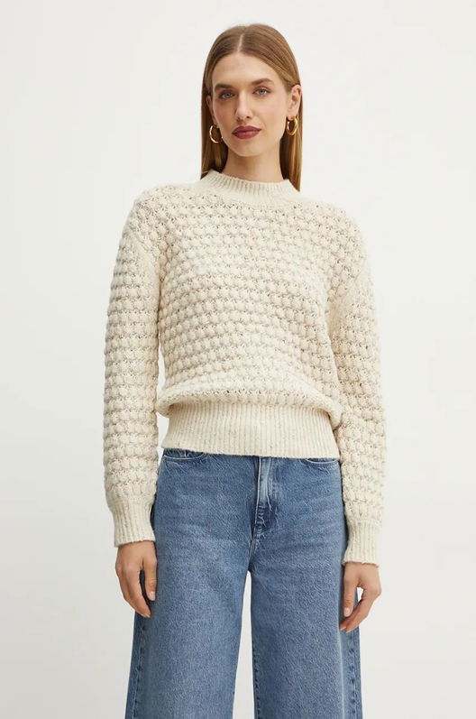 Silvian Heach Pulover TILZI Femei, Culoarea Bej, Cu Turtleneck, CVA24034MA