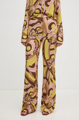 Gaudi Pantaloni Femei, Culoarea Galben, Drept, High Waist, 421FD25014