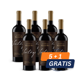 Pachet Vin Mileștii Mici Vintage Negru de Mileștii-Mici 1988 sec rosu 0.75 L, 5+1 Gratis
