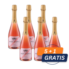 Pachet Vin Mileștii Mici Moldova de Lux vin spumant rose brut 0.75 L, 5+1 Gratis