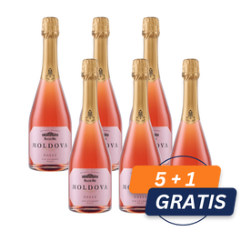 Pachet Vin Mileștii Mici Moldova de Lux vin spumant rose dulce 0.75 L, 5+1 Gratis