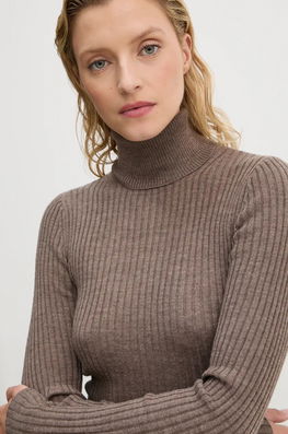 Herskind Pulover De Lana Bob Femei, Culoarea Maro, Light, Cu Guler, 5311825