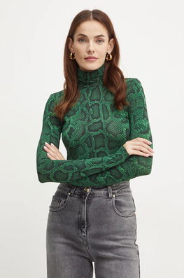 Simona Corsellini Longsleeve Femei, Culoarea Verde, Cu Guler, A24CPMG007