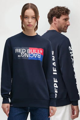 Red Bull Racing X Pepe Jeans Bluza Red Bull Racing X Pepe Jeans Culoarea Albastru Marin, Cu Imprimeu, RU580007 Bleumarin