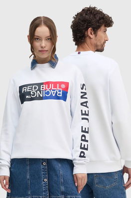 Red Bull Racing X Pepe Jeans Bluza Red Bull Racing X Pepe Jeans Culoarea Alb, Cu Imprimeu, RU580007