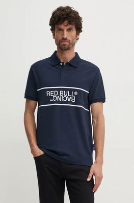 Red Bull Racing X Pepe Jeans Tricou Polo Red Bull Racing X Pepe Jeans Barbati, Culoarea Albastru Marin, Cu Imprimeu, RM540004 Bleumarin