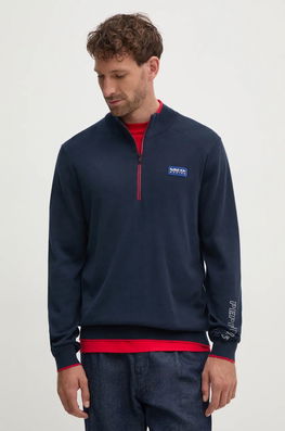 Red Bull Racing X Pepe Jeans Pulover De Bumbac Red Bull Racing X Pepe Jeans Culoarea Albastru Marin, Light, Cu Turtleneck, RM700006 Bleumarin