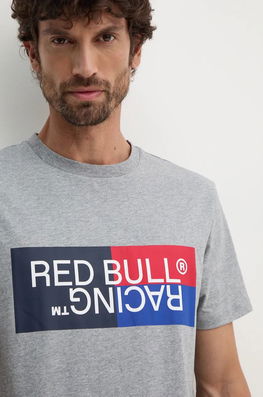 Red Bull Racing X Pepe Jeans Tricou Din Bumbac Red Bull Racing X Pepe Jeans Barbati, Culoarea Gri, Cu Imprimeu, RM500001