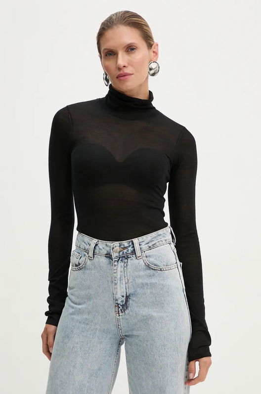 A.L.C. Pulover De Lana Femei, Culoarea Negru, Light, Cu Guler, 7SWTP00617