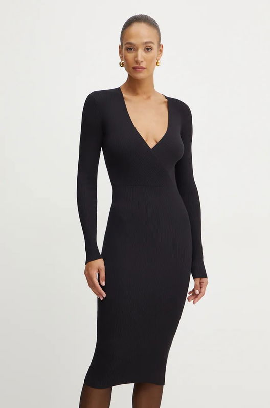 Silvian Heach Rochie CARLOS Culoarea Negru, Midi, Mulata, GPA24256VE