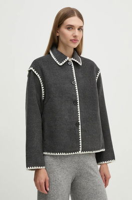 OUI Geaca Femei, Culoarea Gri, De Tranzitie, Oversize, 88859