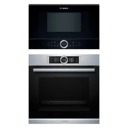 Pachet incorporabil Bosch - Cuptor electric HSG636ES1, 71 l, FullSteam + Cuptor cu microunde BFL634GB1, 21 l, 900 W, TFT Touch