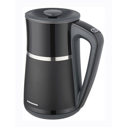 Fierbator electric HEK-D22002WBK, 1850-2200W, 1.7L, perete dublu, display LCD, 5 setari temperatura, oprire automata, Negru