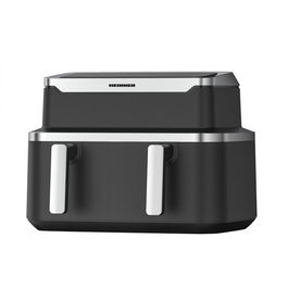 Friteuza dubla cu aer cald Heinner HAF-DDB9BK26, 2600W, capacitate: 9L, control digital individual, timer 60 min, 10 programe presetate, auto-oprire, negru