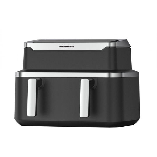 Friteuza dubla cu aer cald Heinner HAF-DDB9BK26, 2600W, capacitate: 9L, control digital individual, timer 60 min, 10 programe presetate, auto-oprire, negru
