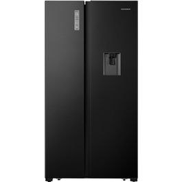 Side by side Heinner HSBS-HS519NFBKWDE++, 519 l, Full No Frost, Clasa E, Dozator de apa, Display touch, Alarma usa deschisa, H 1786 cm, Negru