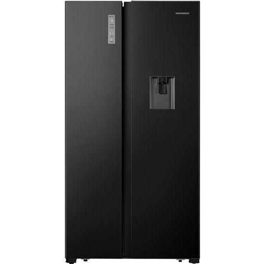 Side by side Heinner HSBS-HS519NFBKWDE++, 519 l, Full No Frost, Clasa E, Dozator de apa, Display touch, Alarma usa deschisa, H 1786 cm, Negru