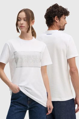 Red Bull Racing X Pepe Jeans Tricou Din Bumbac Red Bull Racing X Pepe Jeans Culoarea Alb, Cu Imprimeu, RU500004