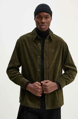 A.P.C. Camasa Din Velur Surchemise Bobby Culoarea Verde, Cu Guler Clasic, Regular, COHBB.H02976