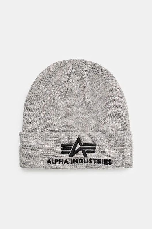 Alpha Industries Caciula Culoarea Gri, Din Tesatura Neteda