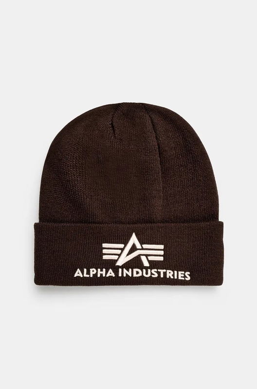 Alpha Industries Caciula Culoarea Maro, Din Tesatura Neteda