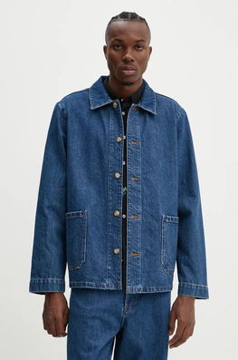 A.P.C. Cămașă Din Denim Veste Kerlouan Logo Barbati, Culoarea Albastru Marin, Cu Guler Clasic, Regular, COHTD.H03205 Bleumarin