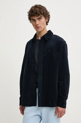 A.P.C. Camasa Din Velur Surchemise Bobby Culoarea Albastru Marin, Cu Guler Clasic, Regular, COHBB.H02976 Bleumarin