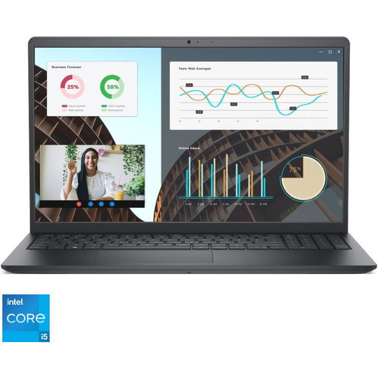 Laptop DELL 15.6'' Vostro 3530, FHD 120Hz, Procesor Intel® Core™ i5-1334U (12M Cache, up to 4.60 GHz), 16GB DDR4, 512GB SSD, Intel Iris Xe, Linux, Carbon Black, 3Yr ProSupport