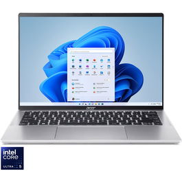 Ultrabook Acer 14'' Swift Go 14 SFG14-72, 2.8K OLED, Procesor Intel® Core™ Ultra 5 125H (18M Cache, up to 4.50 GHz), 16GB LPDDR5X, 512GB SSD, Intel Arc, Win 11 Home, Pure Silver