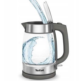 Fierbator Tefal Glass Kettle KI740B30, 2200W, sticla, transparent/gri, 1.7l