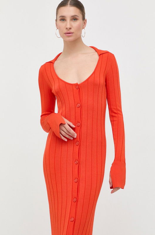 Patrizia Pepe Rochie Culoarea Portocaliu, Midi, Mulata
