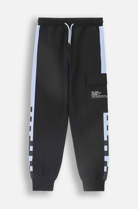 Coccodrillo Pantaloni De Trening Din Bumbac Pentru Copii Culoarea Negru, Modelator, WORLD OF PIXEL BOY JUNIOR